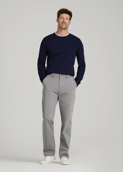 American Tall Men 4-Way Stretch Commuter Straight Chino Pants for Tall Men in Pebble Grey