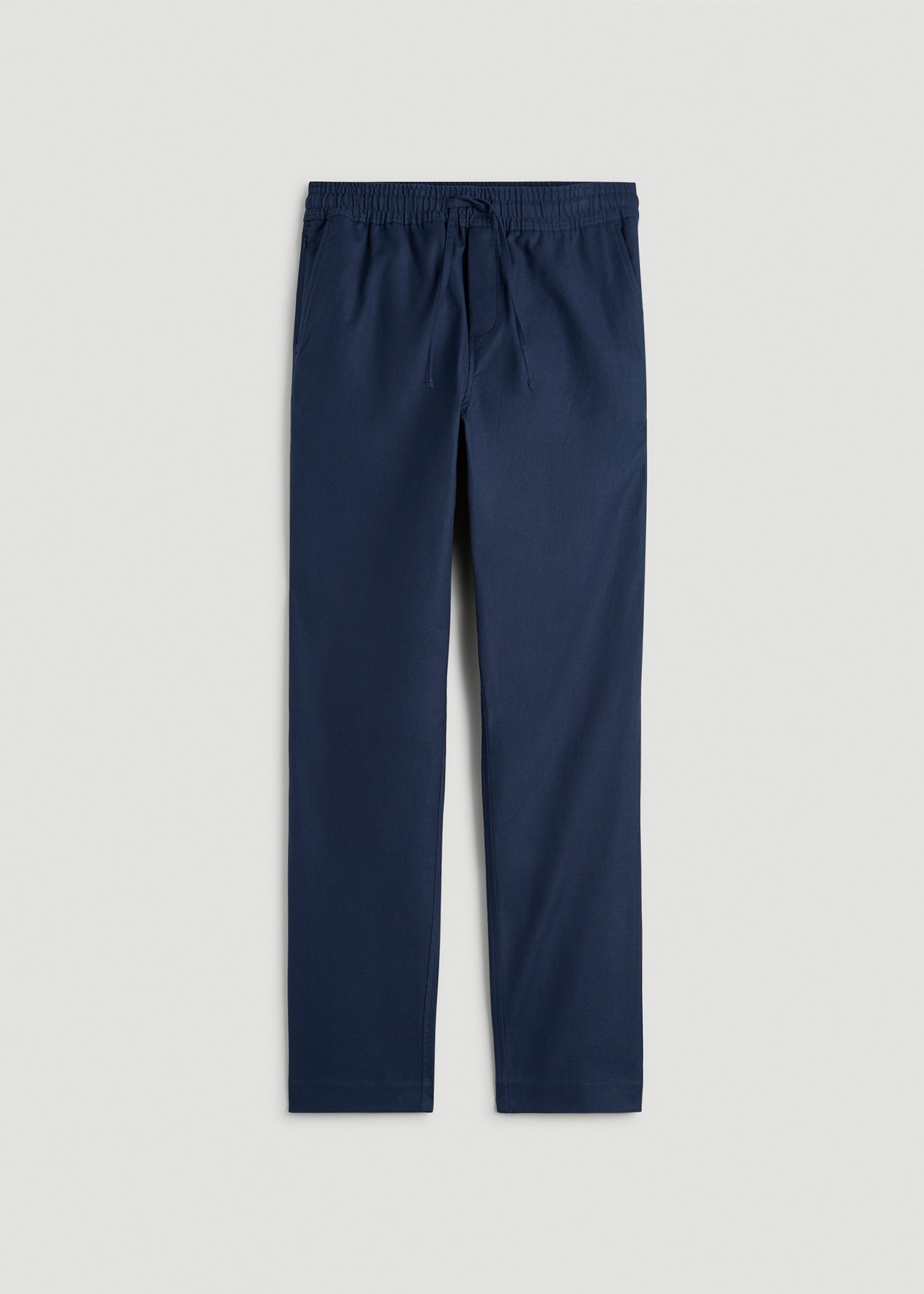 American Tall Men Stretch Cotton Linen Blend Pull-On Pants for Tall Men in Navy Blue