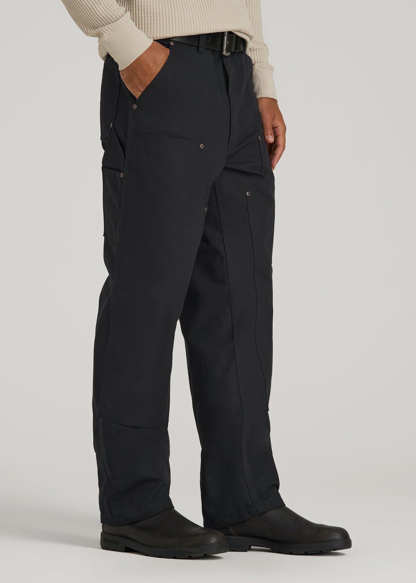 American Tall Men LJ&S Double Front Utility Work Pants for Tall Men in Black
