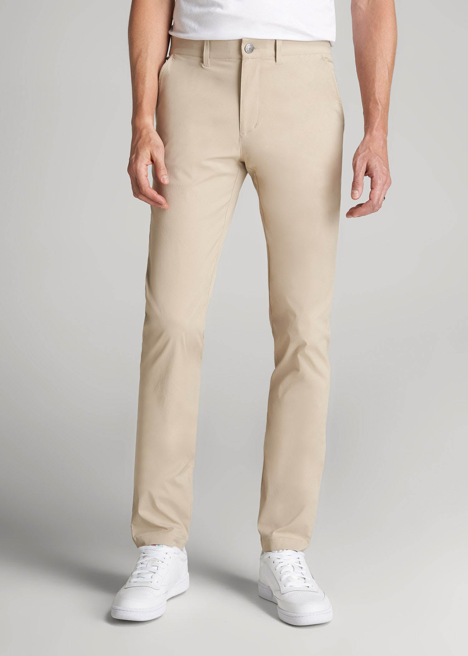 American Tall Men TAPERED FIT Traveler Chino Pants for Tall Men in Light Khaki