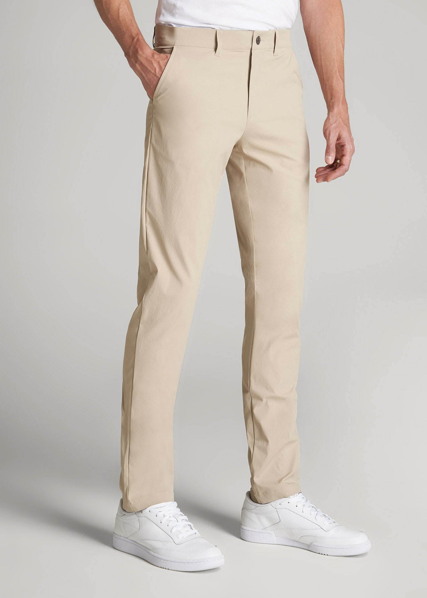 American Tall Men TAPERED FIT Traveler Chino Pants for Tall Men in Light Khaki