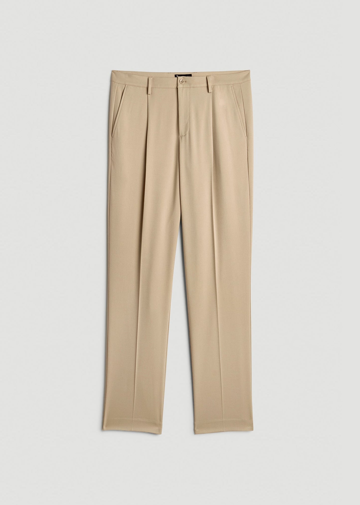 American Tall Men Relaxed Pleated Trousers for Tall Men in Light Khaki