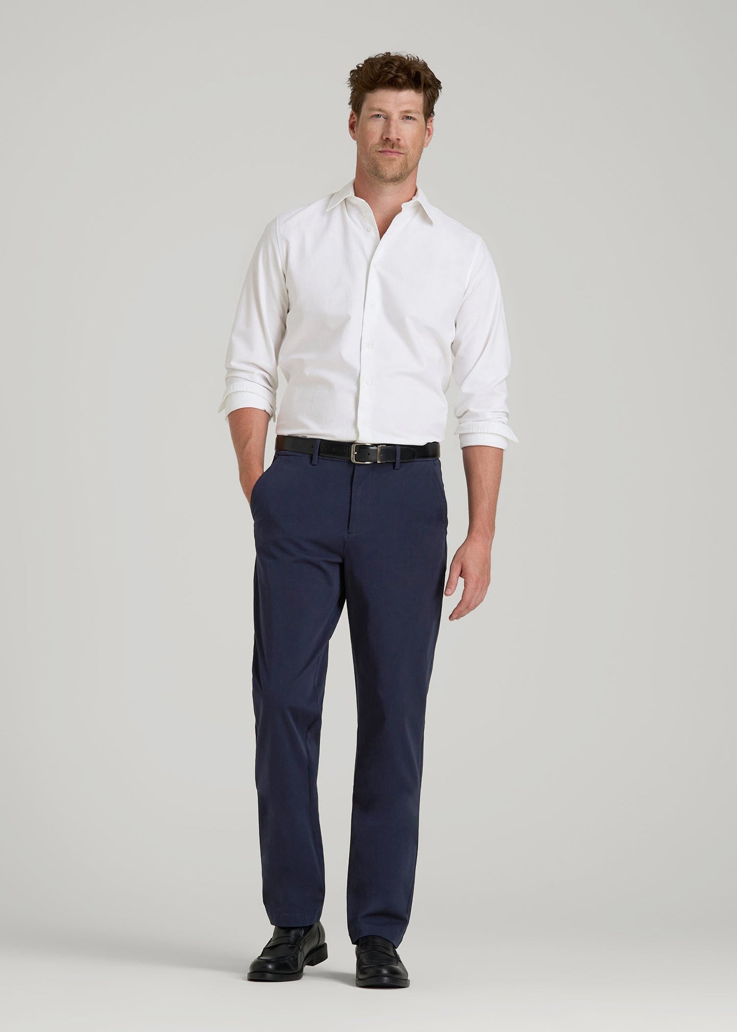 American Tall Men 4-Way Stretch Commuter Tapered Chino Pants for Tall Men in Patriot Blue