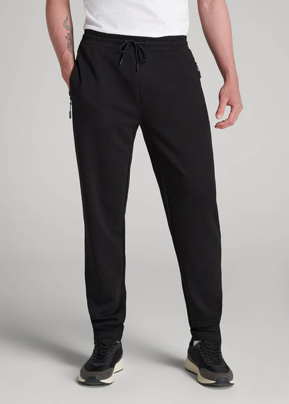 American Tall Men Tech-Knit Zip Joggers for Tall Men in Black