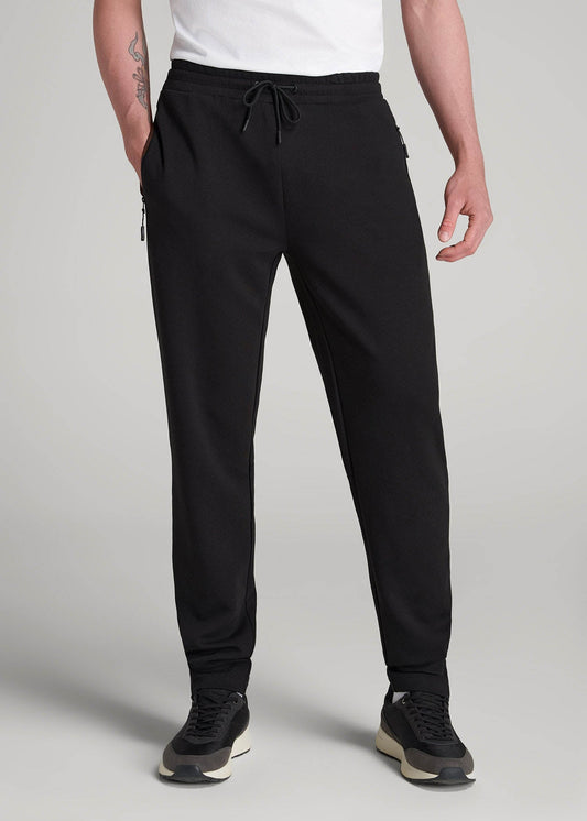 American Tall Men Tech-Knit Zip Joggers for Tall Men in Black
