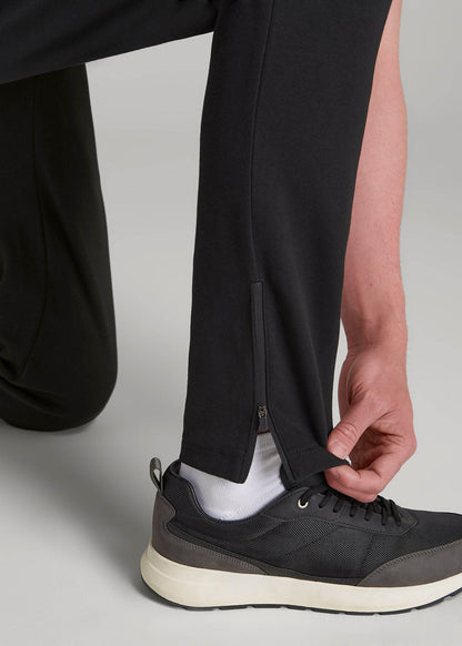American Tall Men Tech-Knit Zip Joggers for Tall Men in Black