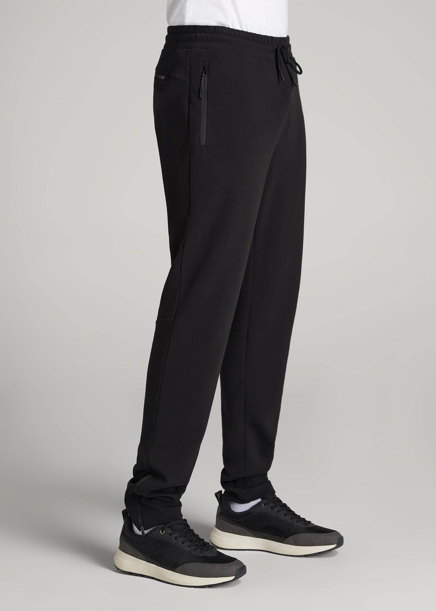 American Tall Men Tech-Knit Zip Joggers for Tall Men in Black