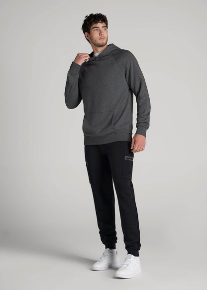American Tall Men Tech Motion Fleece Cargo Joggers for Tall Men in Black