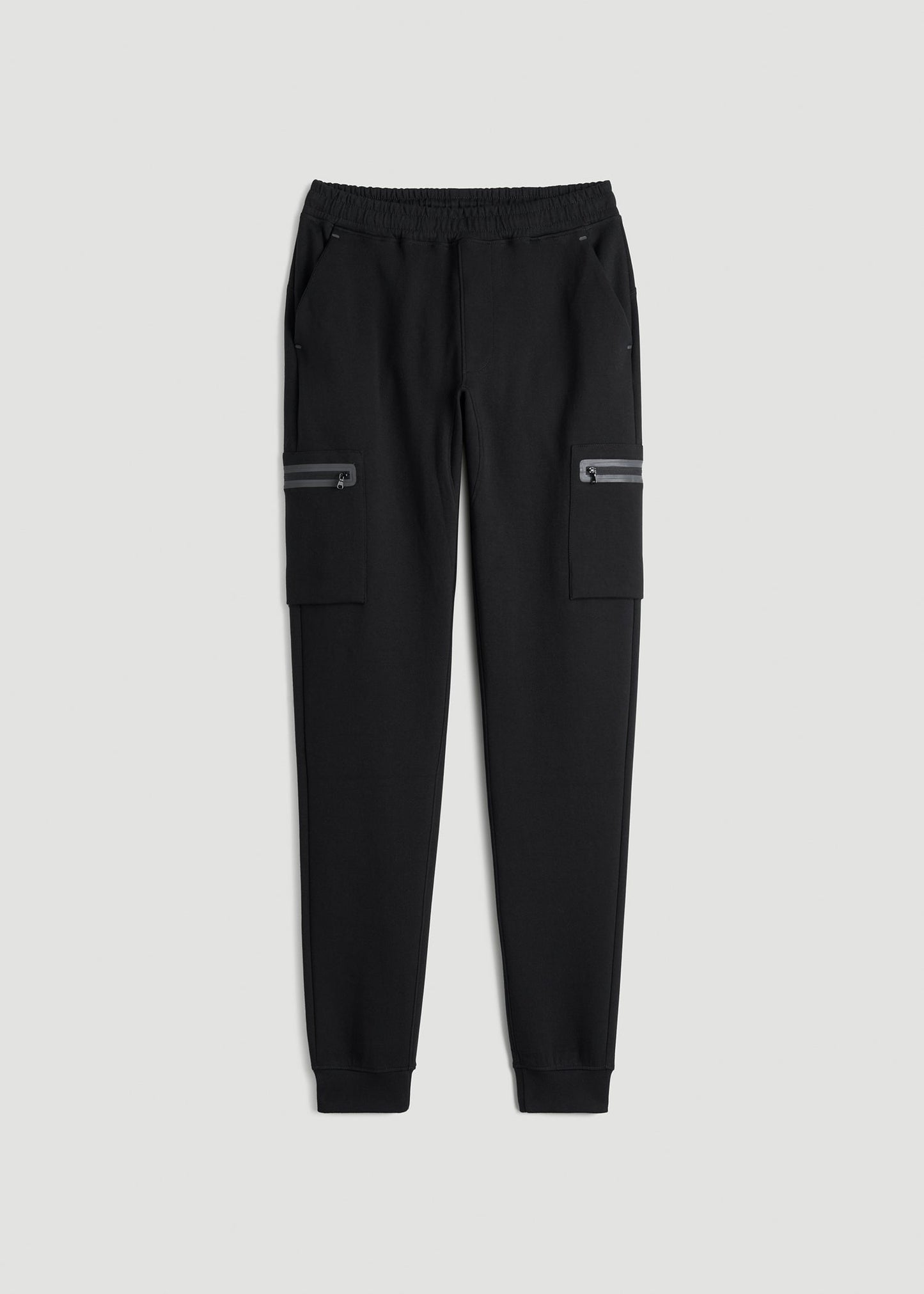 American Tall Men Tech Motion Fleece Cargo Joggers for Tall Men in Black