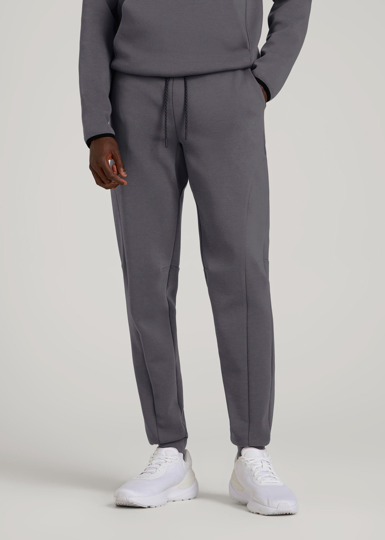 American Tall Men Tech Motion Fleece Joggers for Tall Men in Iron Grey