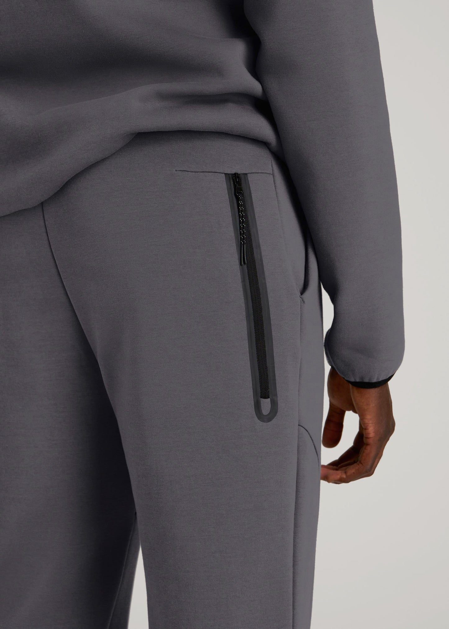 American Tall Men Tech Motion Fleece Joggers for Tall Men in Iron Grey
