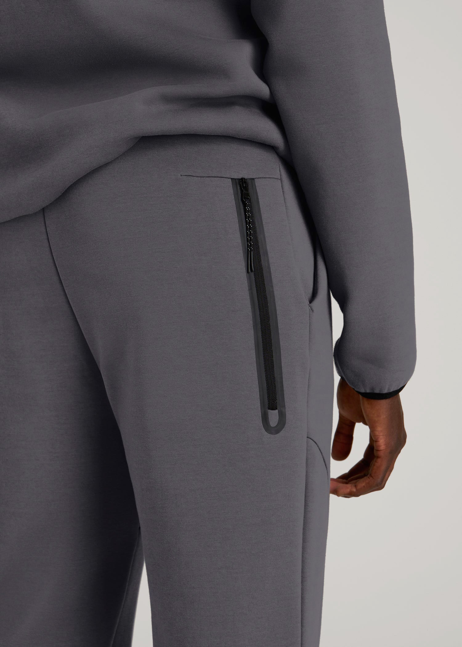 American Tall Men Tech Motion Fleece Joggers for Tall Men in Iron Grey