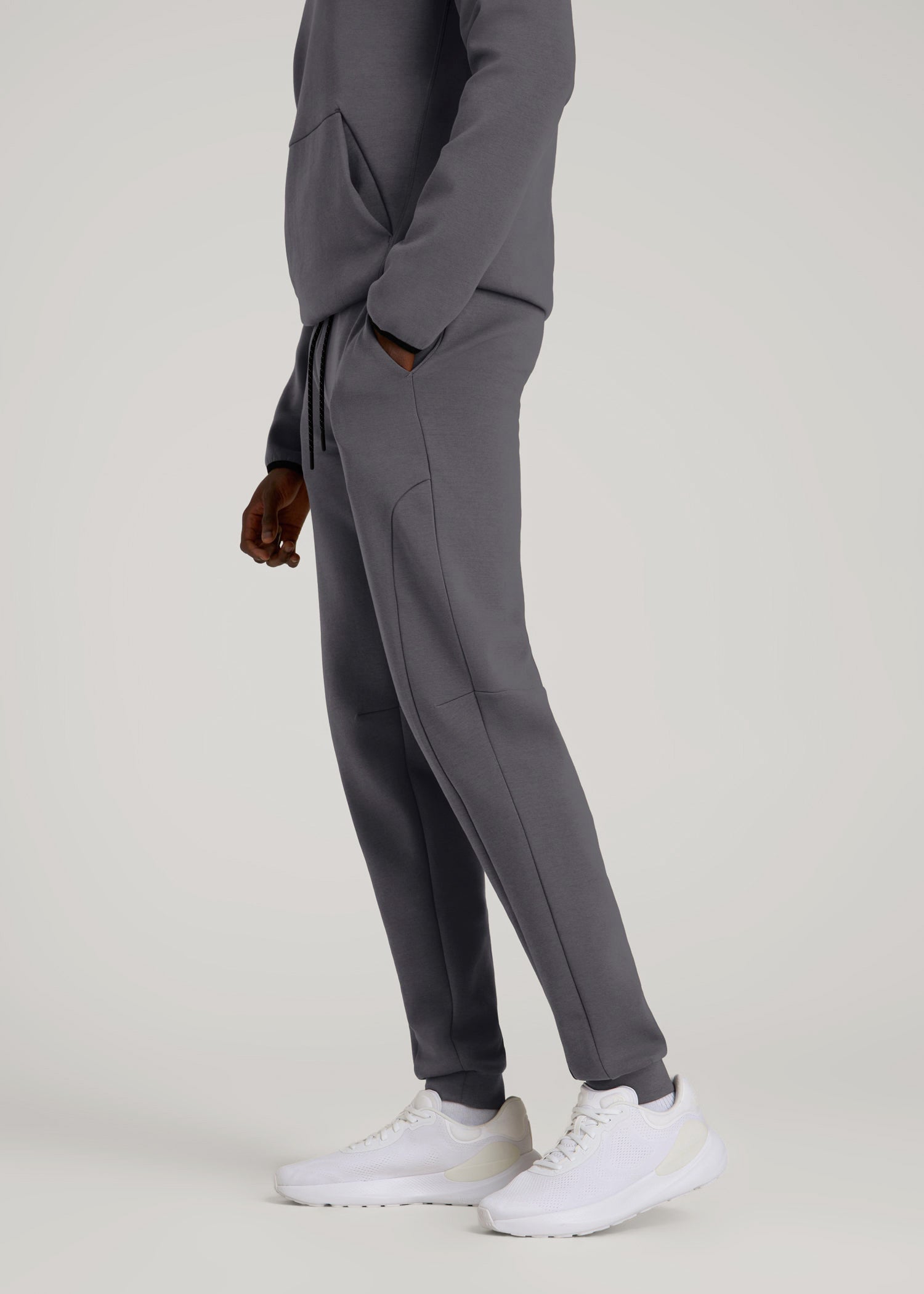 American Tall Men Tech Motion Fleece Joggers for Tall Men in Iron Grey