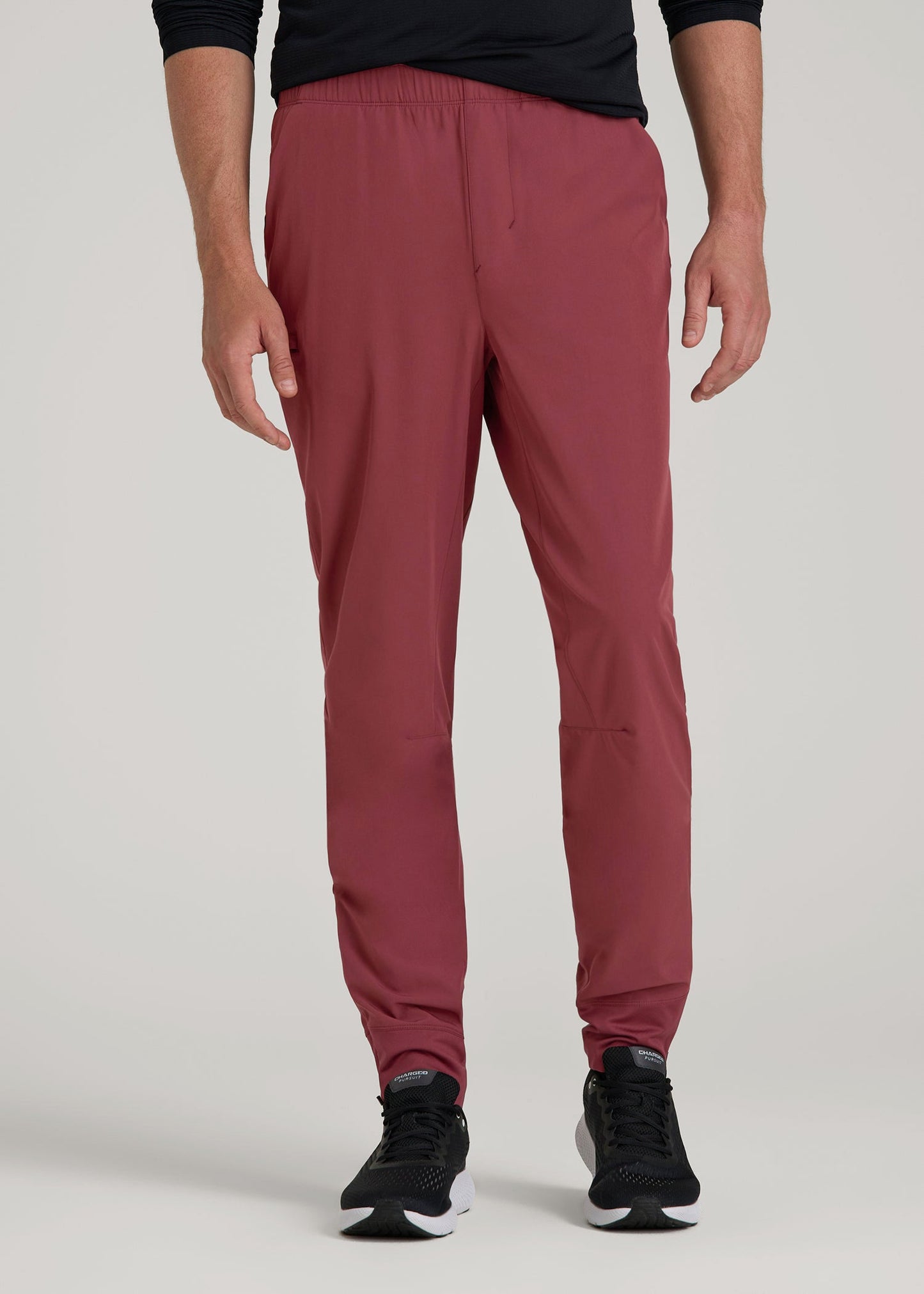 American Tall Men Featherweight Perforated Training Joggers for Tall Men in Oxblood Red