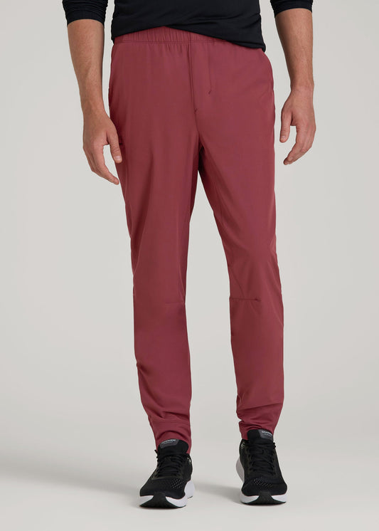American Tall Men Featherweight Perforated Training Joggers for Tall Men in Oxblood Red