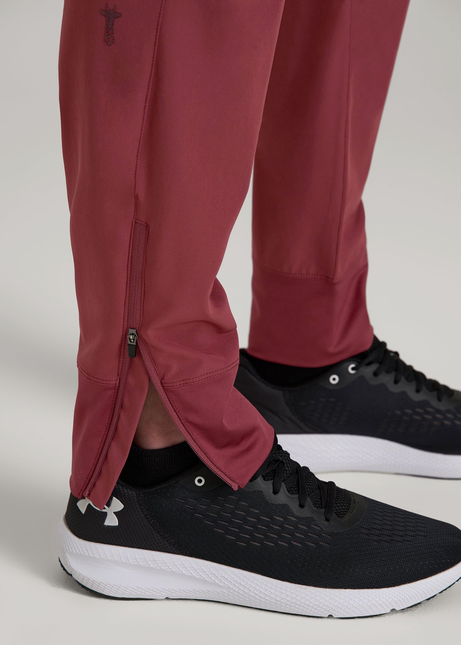 American Tall Men Featherweight Perforated Training Joggers for Tall Men in Oxblood Red