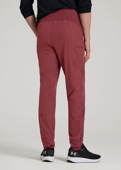 American Tall Men Featherweight Perforated Training Joggers for Tall Men in Oxblood Red