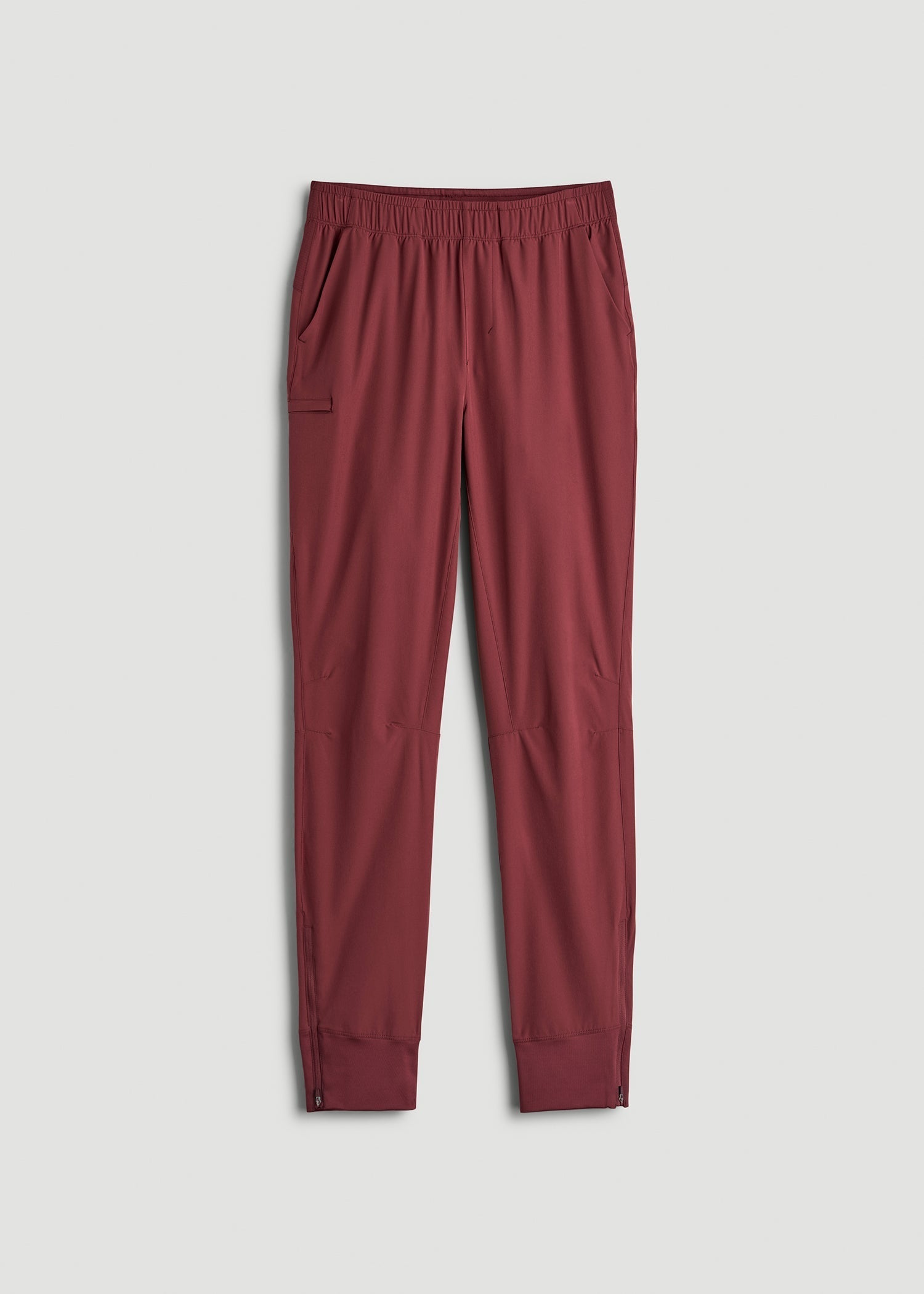 American Tall Men Featherweight Perforated Training Joggers for Tall Men in Oxblood Red