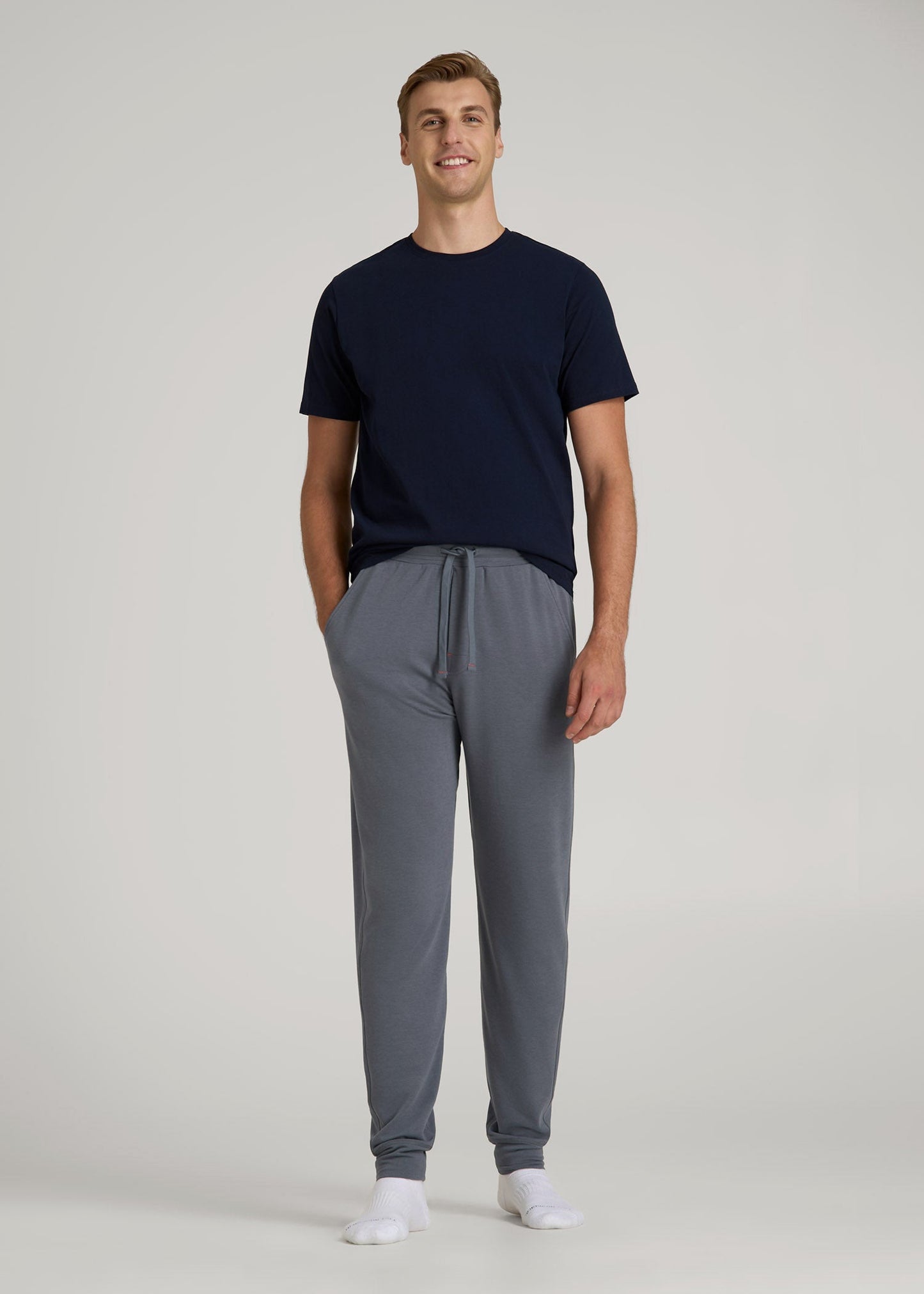 American Tall Men Sleep Joggers for Tall Men in Smoky Blue