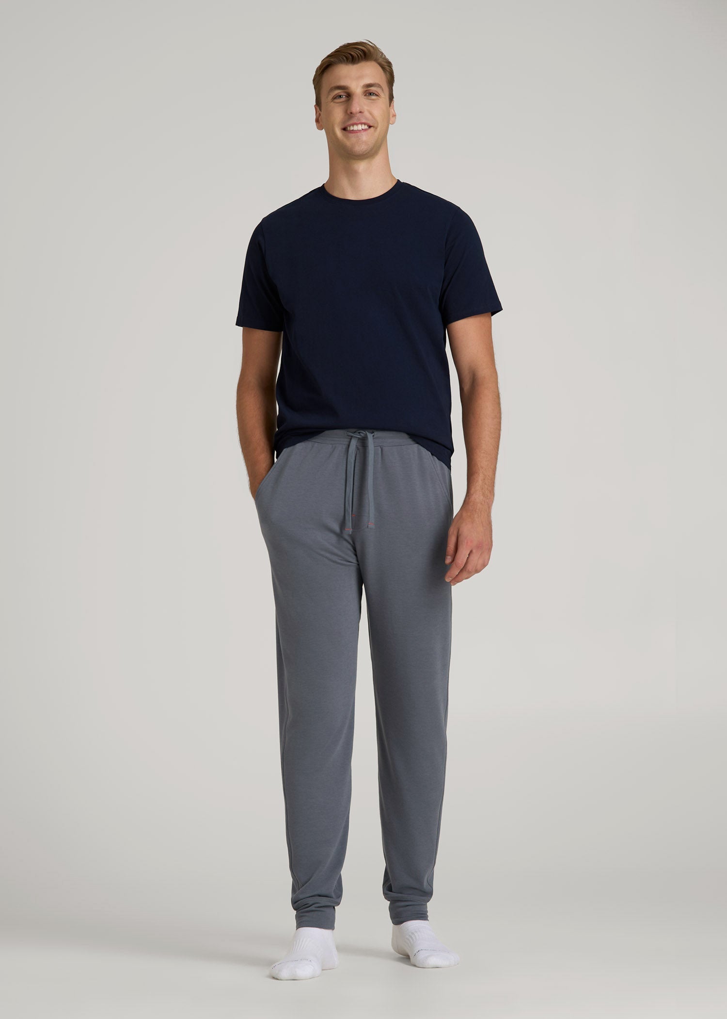 American Tall Men Sleep Joggers for Tall Men in Smoky Blue