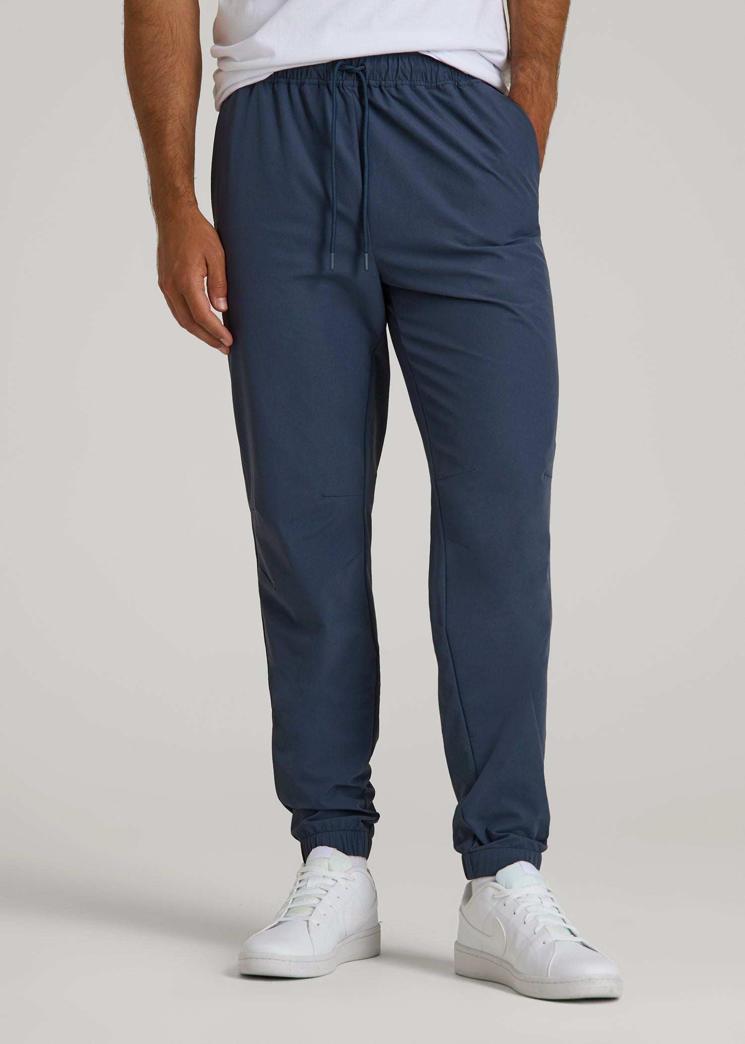American Tall Men Flex Nylon Joggers for Tall Men in Navy Blue