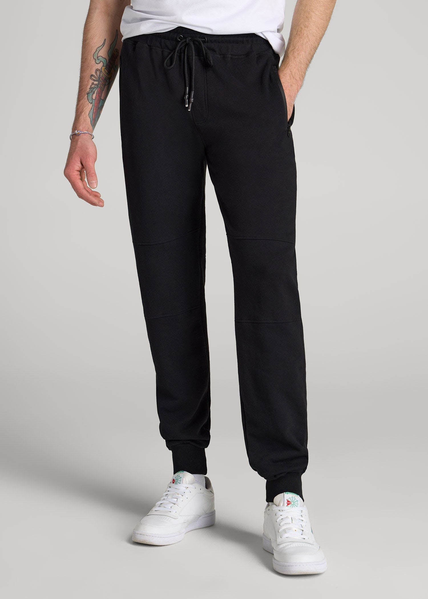 American Tall Men Wearever French Terry Joggers for Tall Men in Black