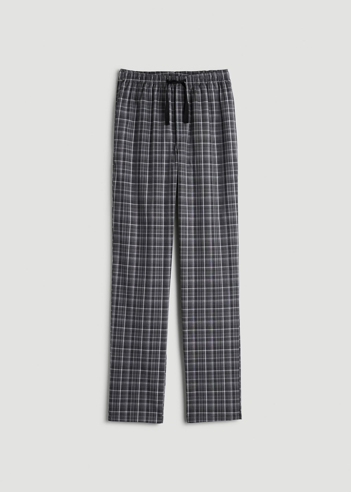 American Tall Men Woven Pajama Pants for Tall Men in Black & Grey Plaid