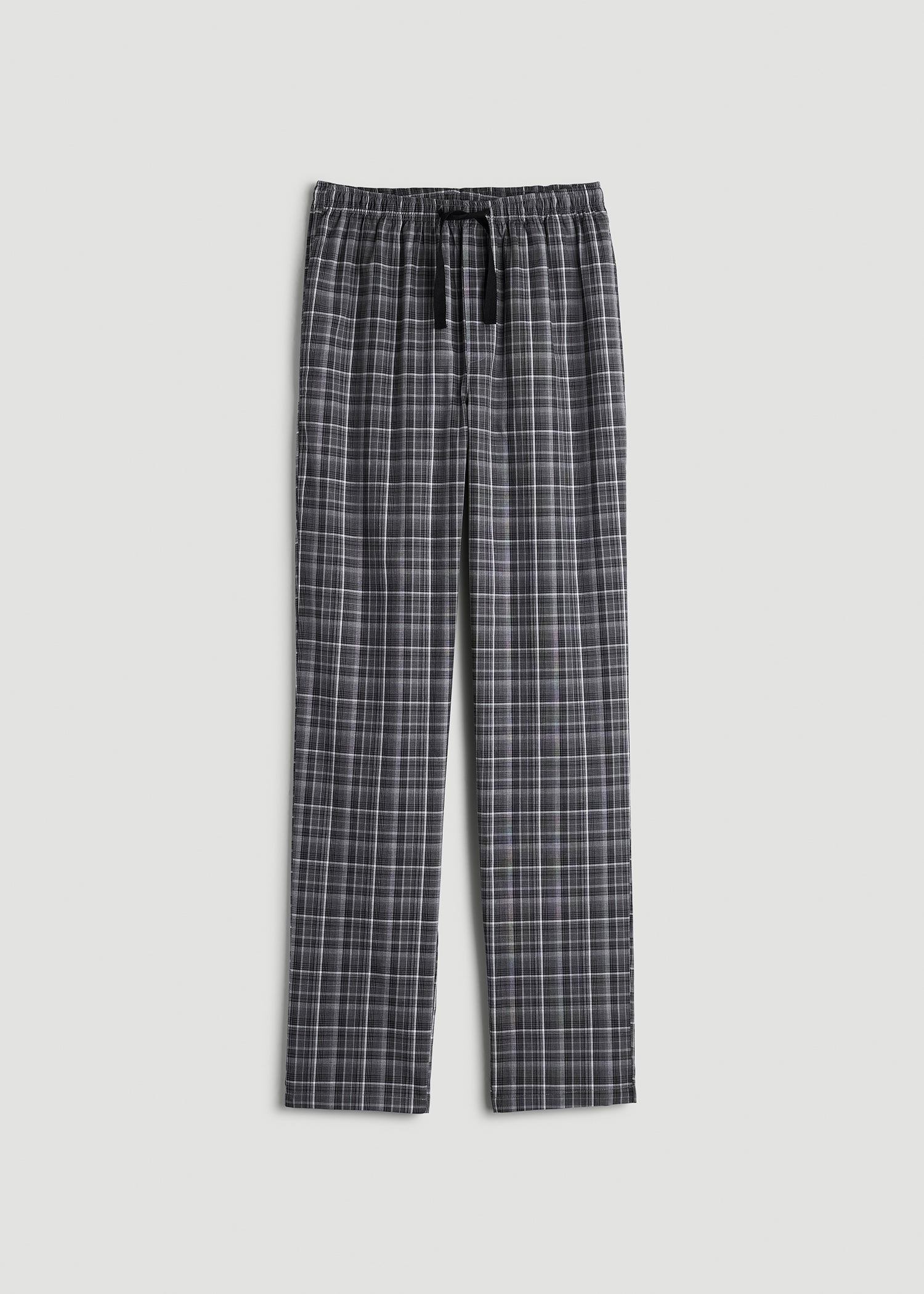 American Tall Men Woven Pajama Pants for Tall Men in Black & Grey Plaid