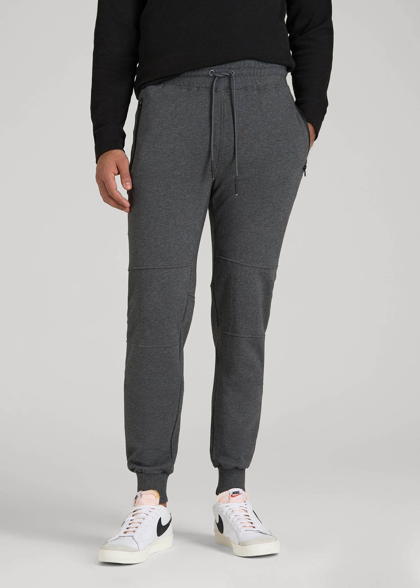 American Tall Men Wearever French Terry Joggers for Tall Men in Charcoal Mix