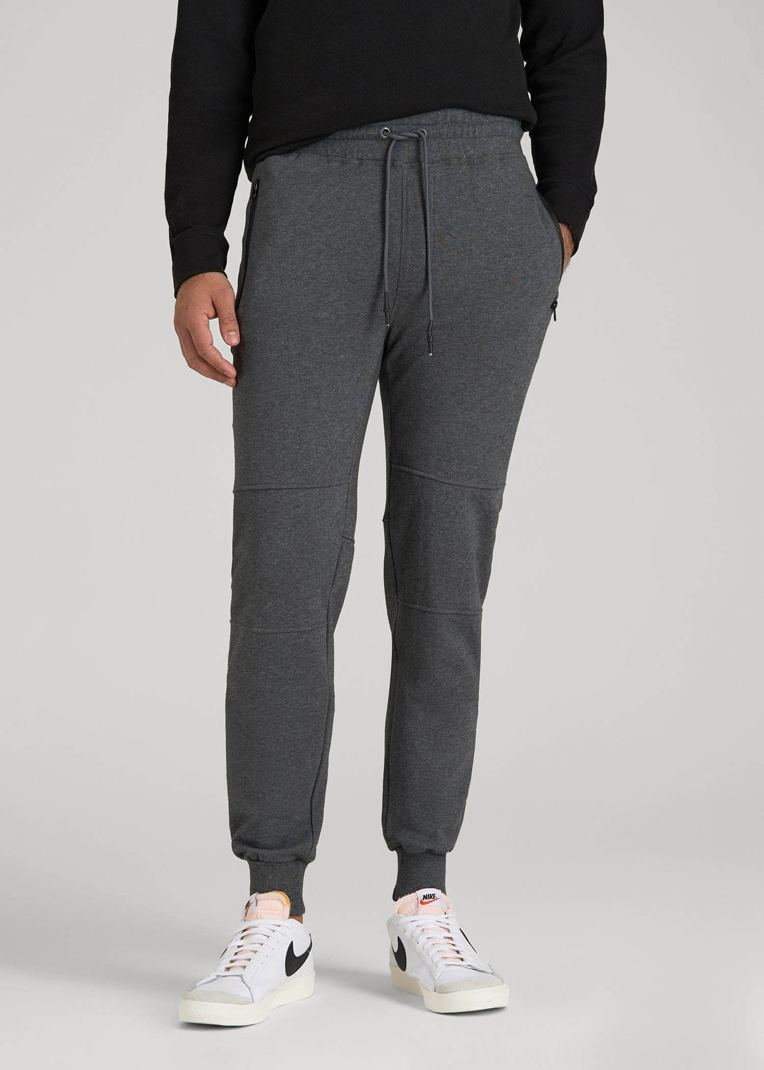 American Tall Men Wearever French Terry Joggers for Tall Men in Charcoal Mix