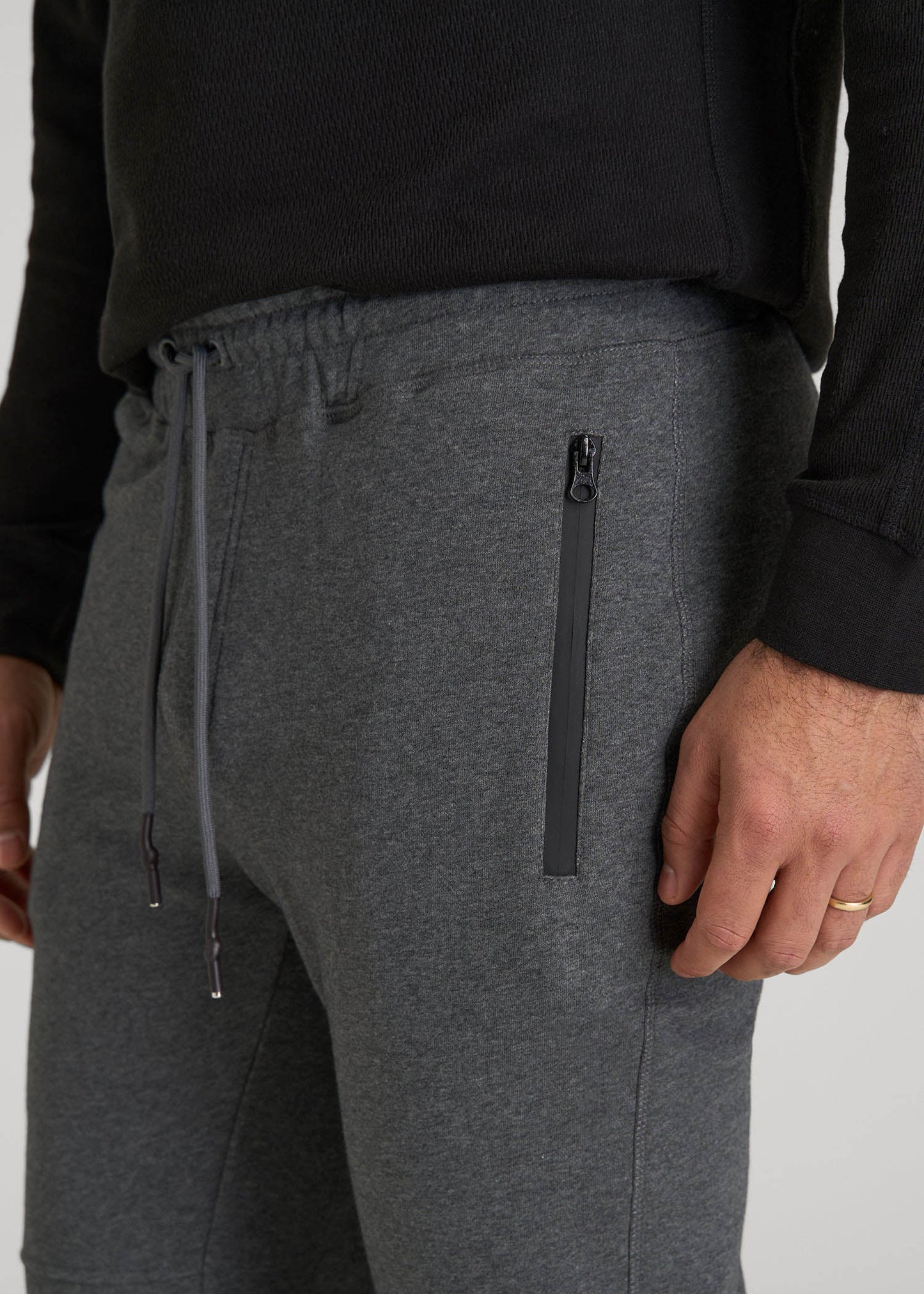 American Tall Men Wearever French Terry Joggers for Tall Men in Charcoal Mix