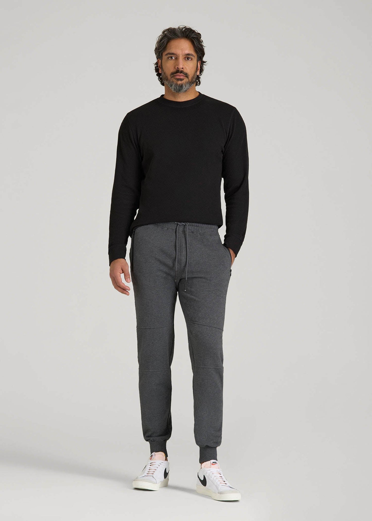 American Tall Men Wearever French Terry Joggers for Tall Men in Charcoal Mix