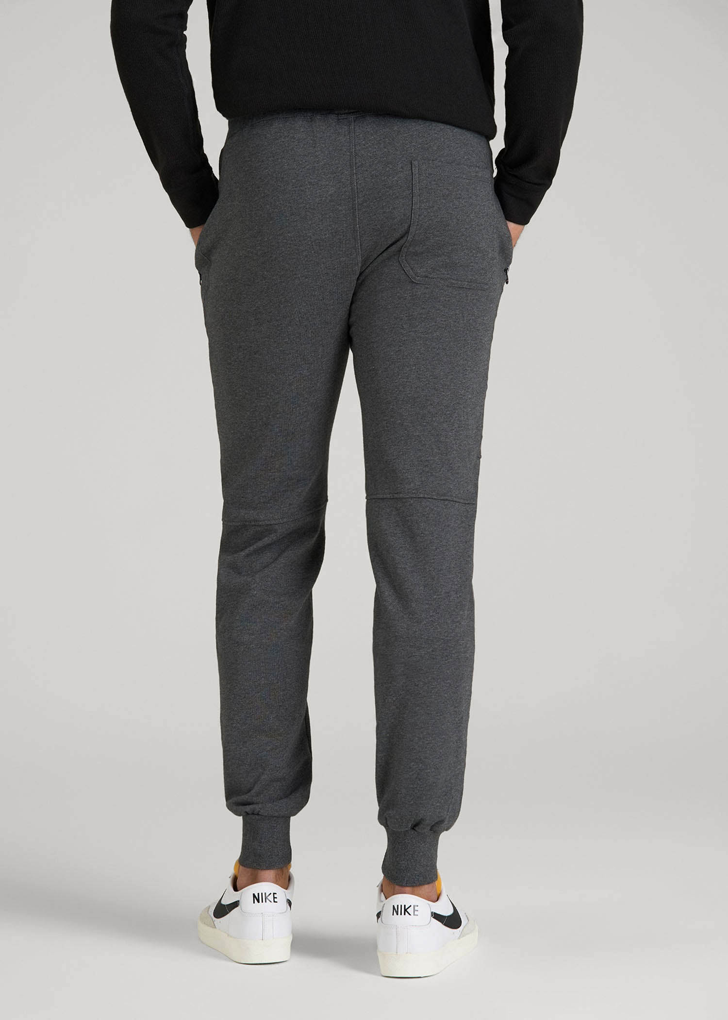 American Tall Men Wearever French Terry Joggers for Tall Men in Charcoal Mix
