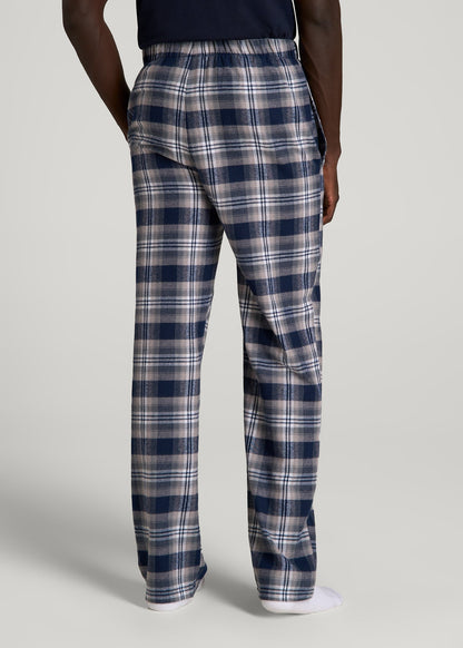 American Tall Men Plaid Pajama Pants for Tall Men in Navy and Grey Plaid
