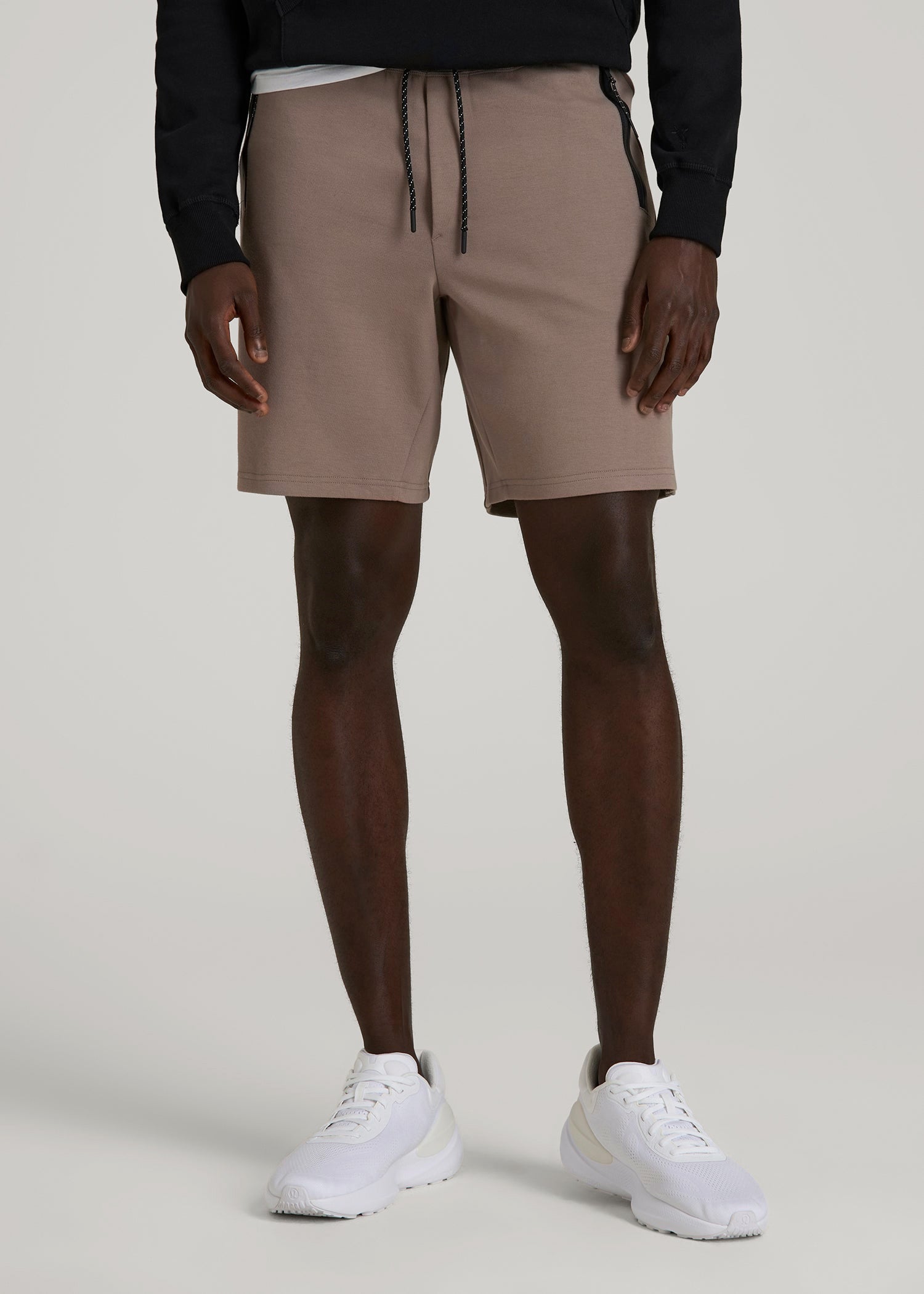 American Tall Men Tech Motion Fleece Shorts for Tall Men in Portobello