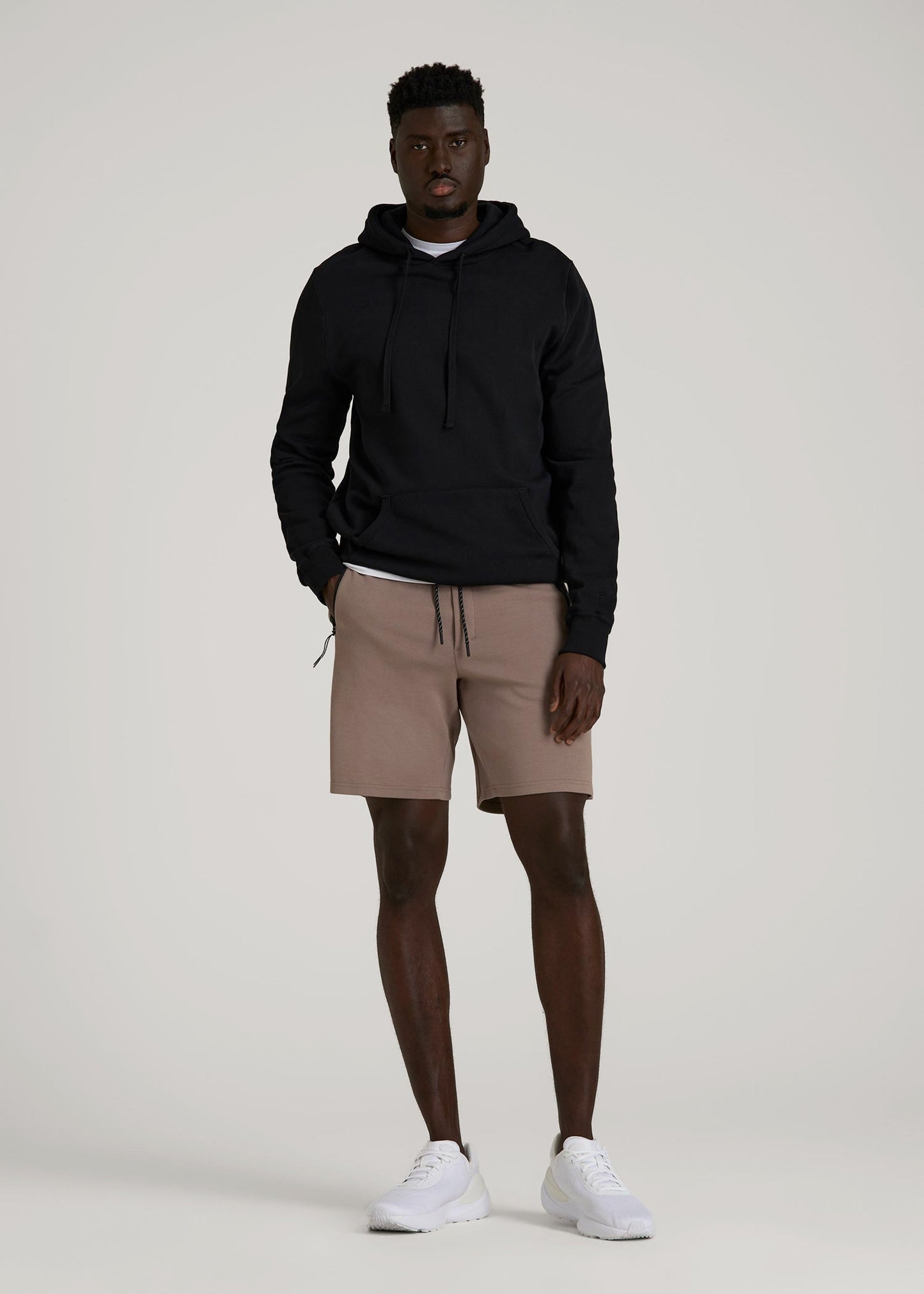 American Tall Men Tech Motion Fleece Shorts for Tall Men in Portobello