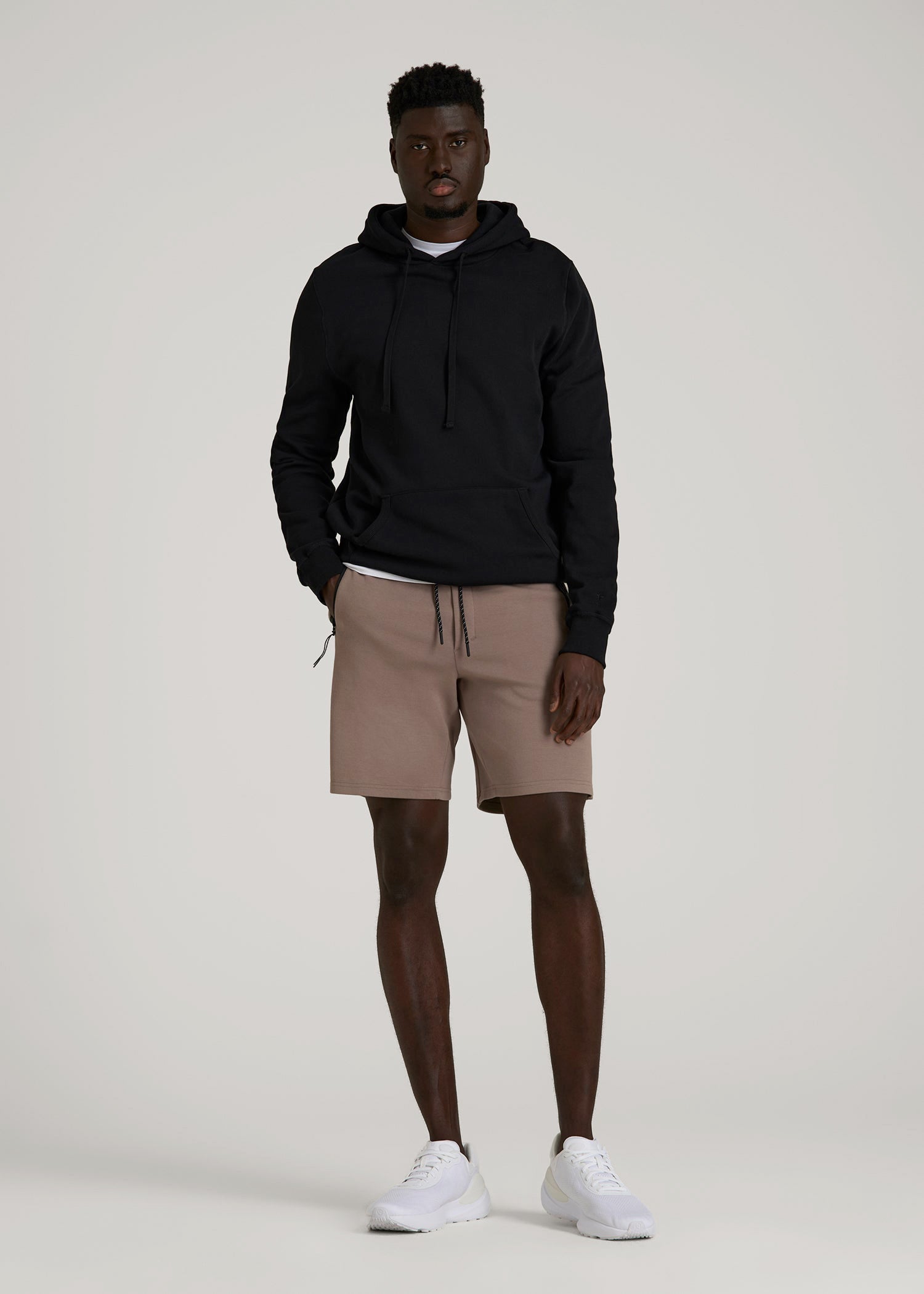 American Tall Men Tech Motion Fleece Shorts for Tall Men in Portobello