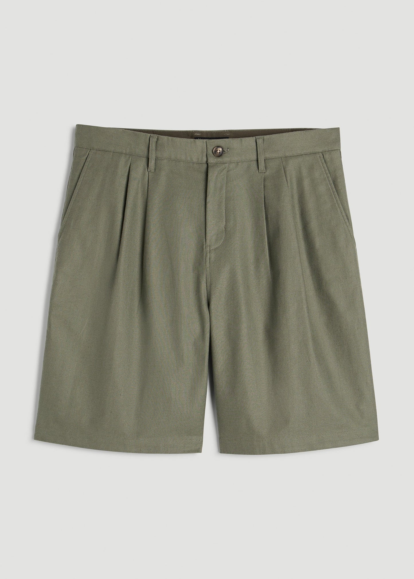 American Tall Men Stretch Cotton Linen Blend Shorts for Tall Men in Olive
