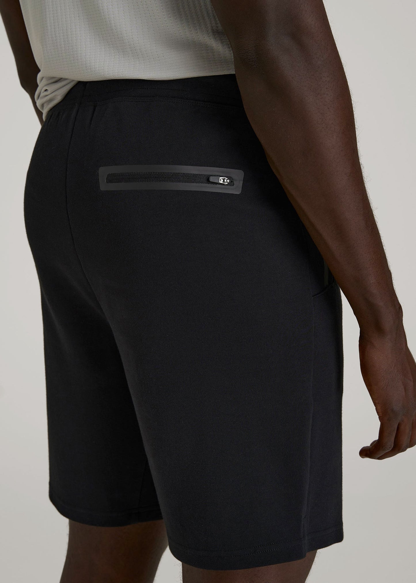 American Tall Men Tech Motion Fleece Shorts for Tall Men in Black