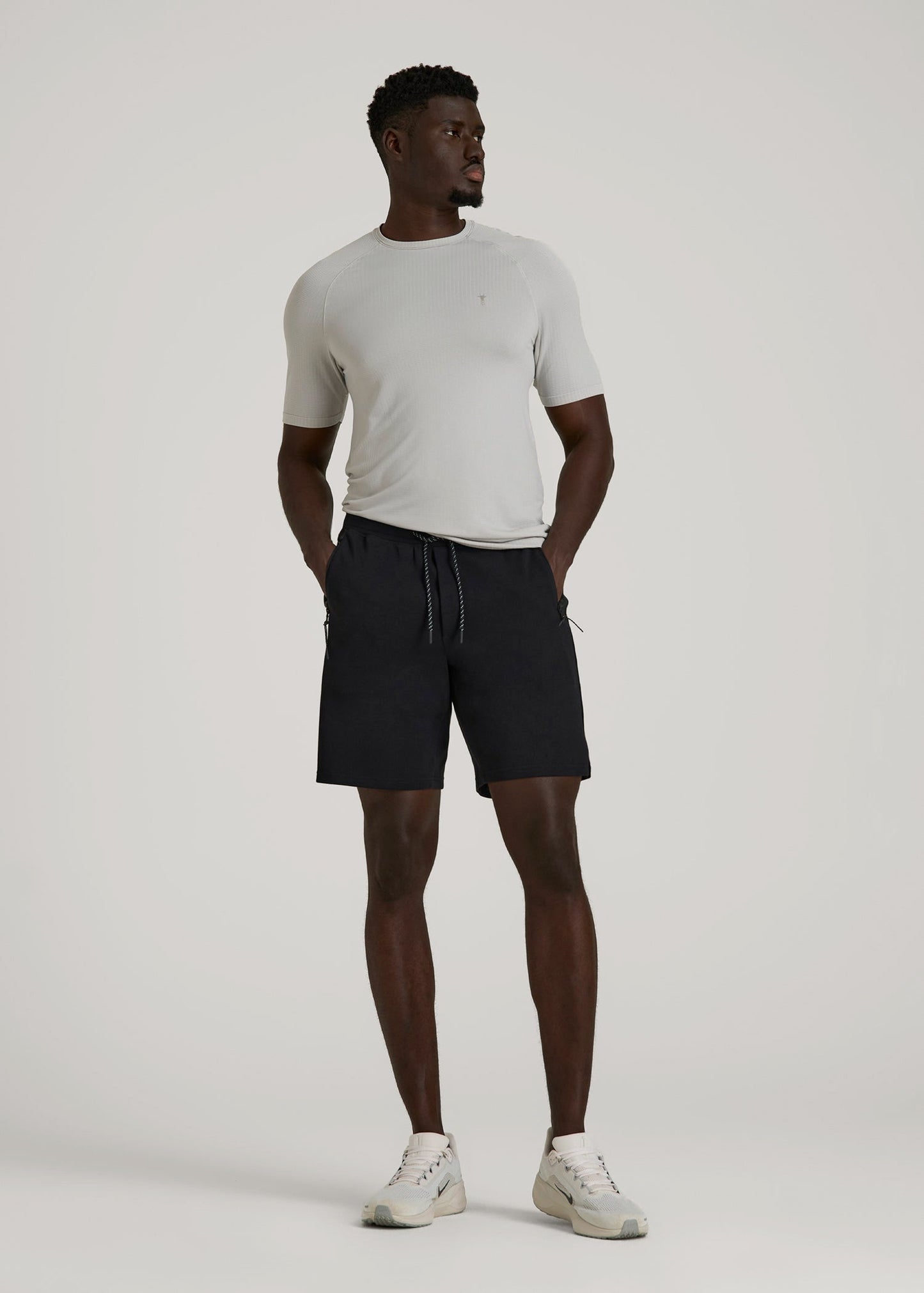 American Tall Men Tech Motion Fleece Shorts for Tall Men in Black
