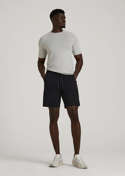 American Tall Men Tech Motion Fleece Shorts for Tall Men in Black