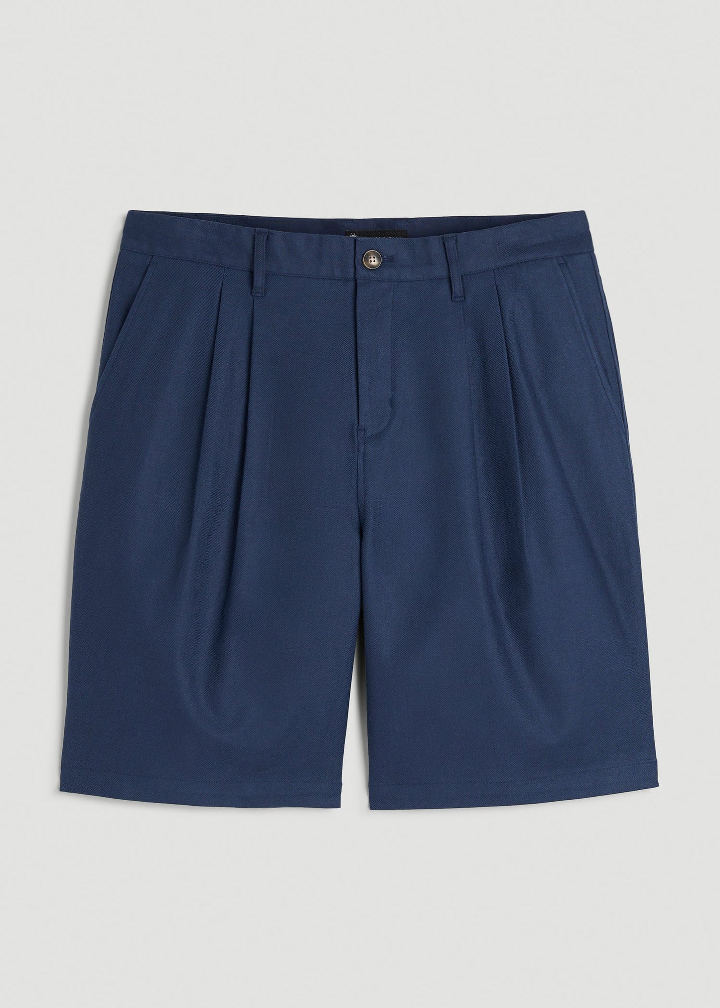 American Tall Men Stretch Cotton Linen Blend Shorts for Tall Men in Navy Blue