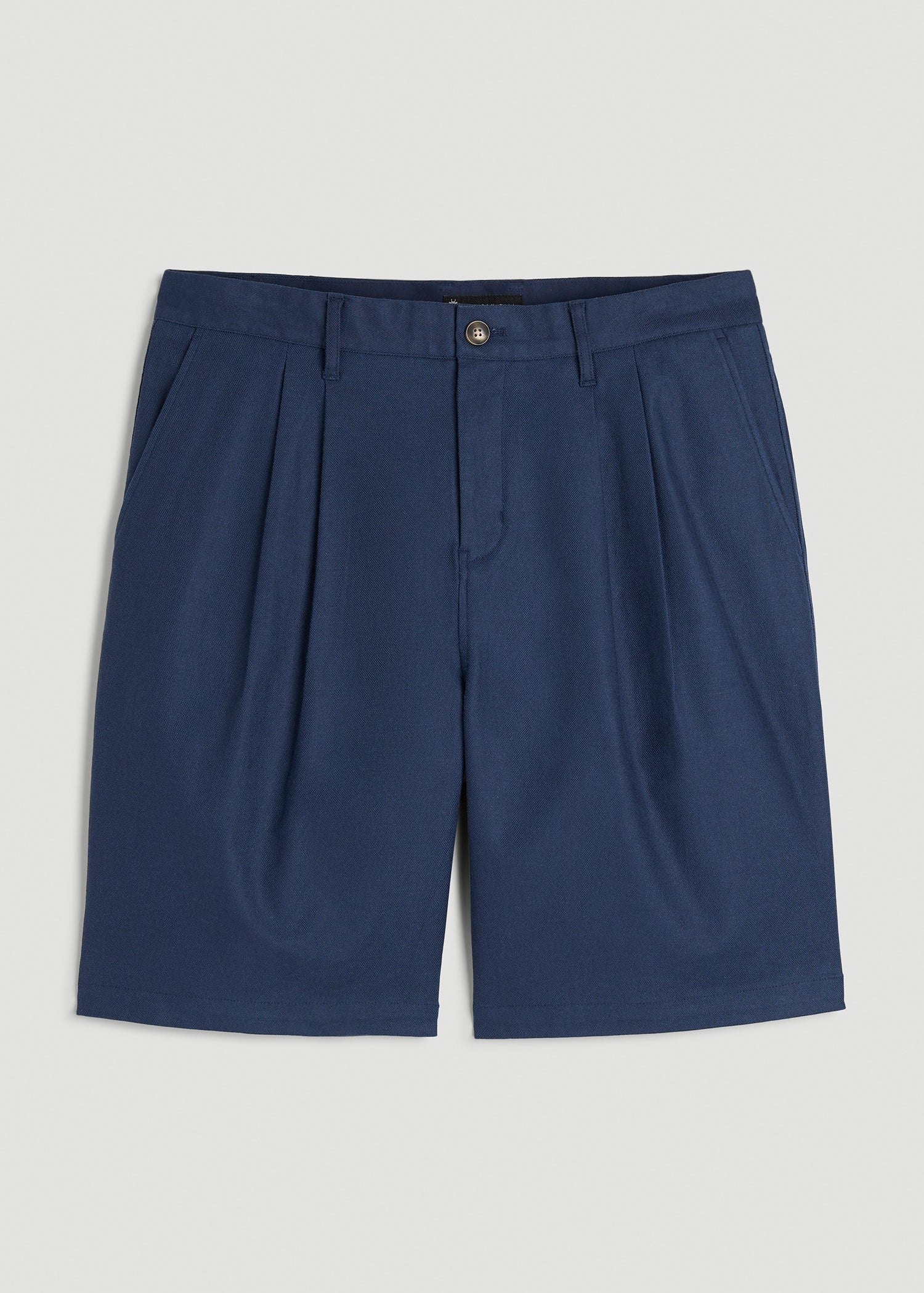 American Tall Men Stretch Cotton Linen Blend Shorts for Tall Men in Navy Blue