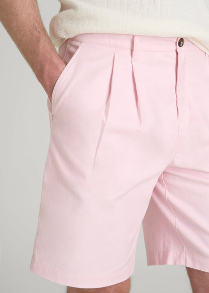 American Tall Men Stretch Cotton Linen Blend Shorts for Tall Men in Barely Pink