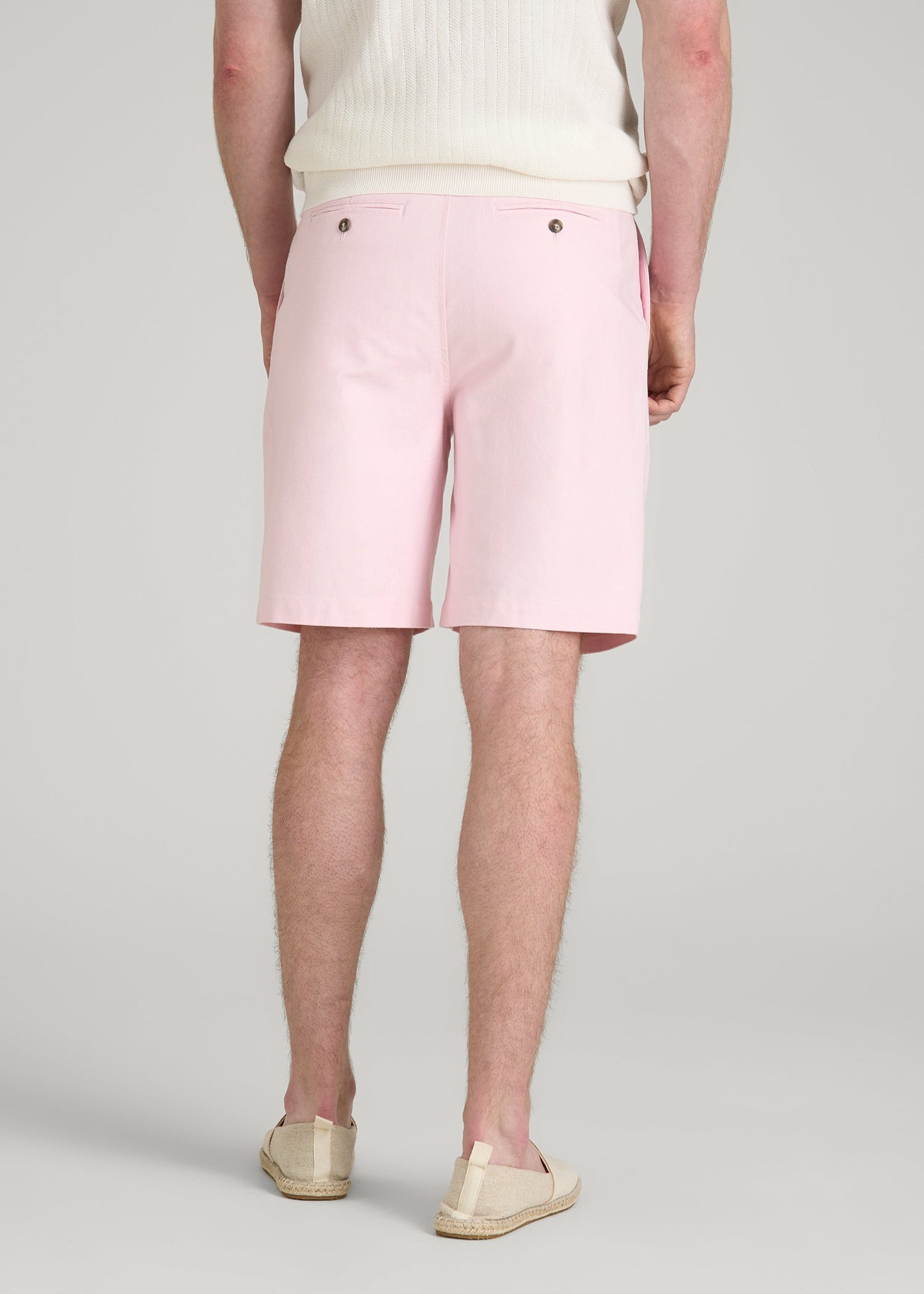 American Tall Men Stretch Cotton Linen Blend Shorts for Tall Men in Barely Pink
