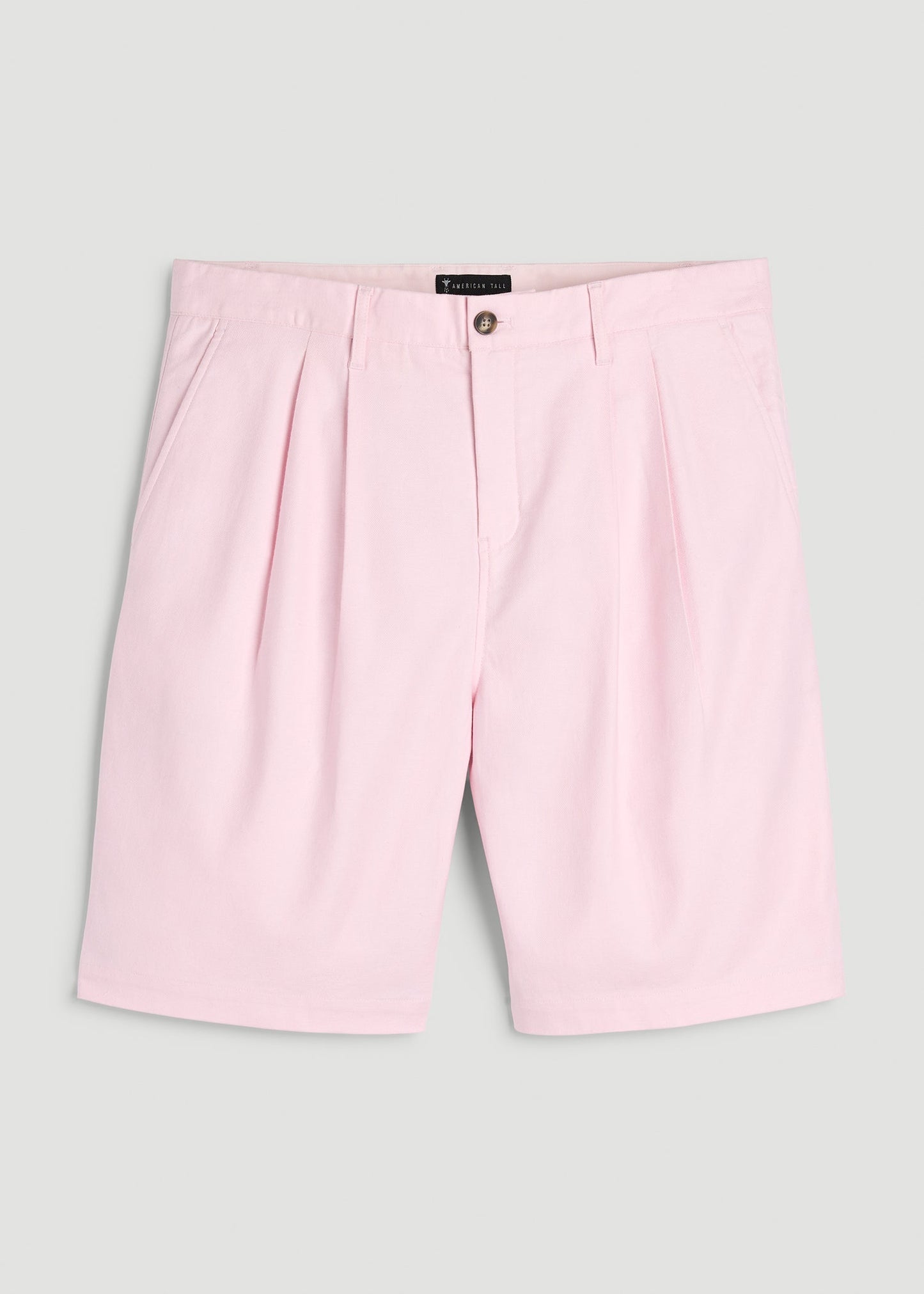 American Tall Men Stretch Cotton Linen Blend Shorts for Tall Men in Barely Pink