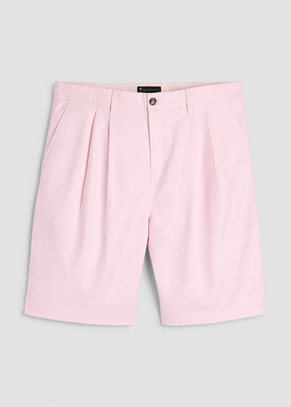 American Tall Men Stretch Cotton Linen Blend Shorts for Tall Men in Barely Pink