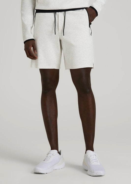 American Tall Men Tech Motion Fleece Shorts for Tall Men in Heather Frost