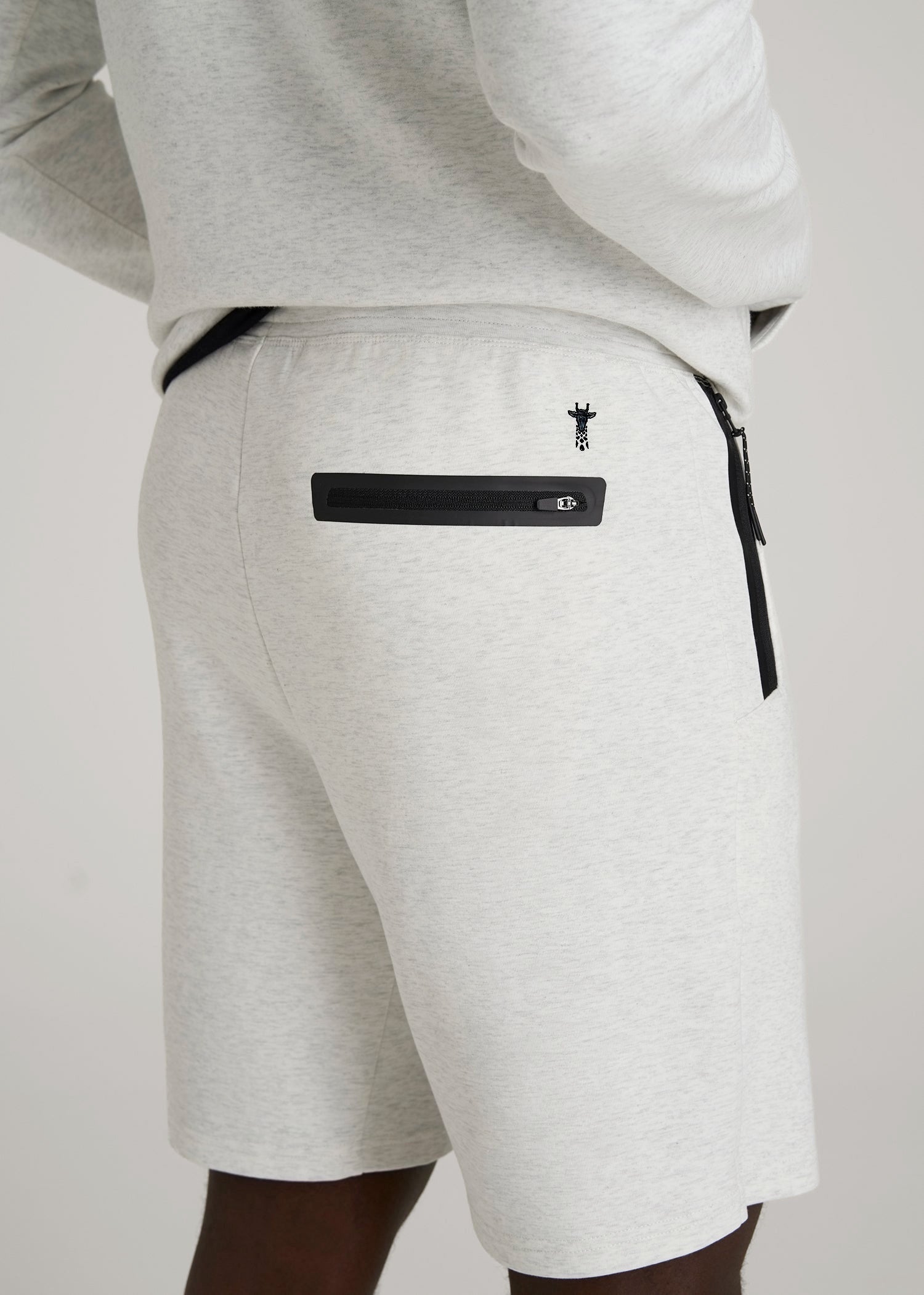American Tall Men Tech Motion Fleece Shorts for Tall Men in Heather Frost