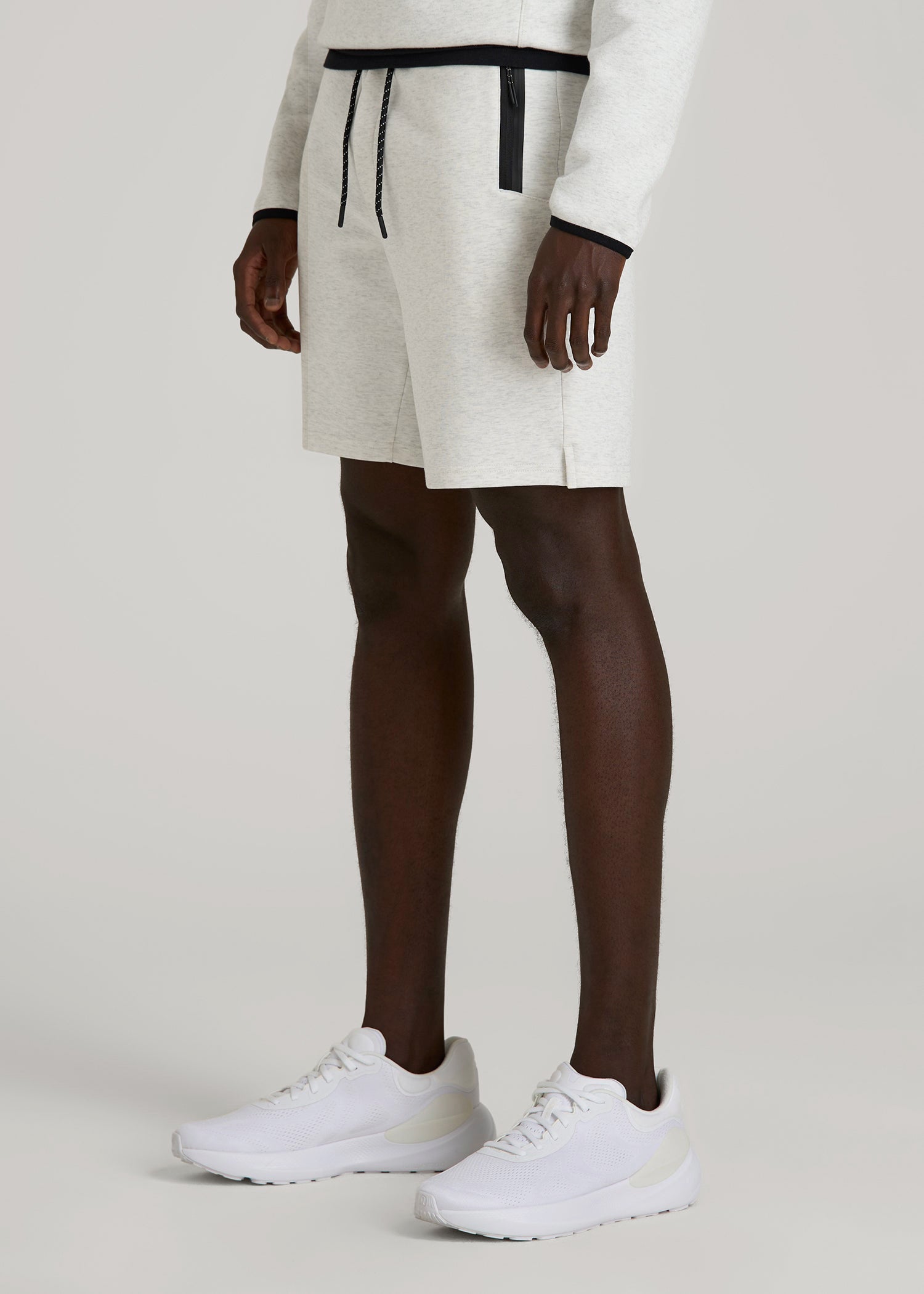 American Tall Men Tech Motion Fleece Shorts for Tall Men in Heather Frost